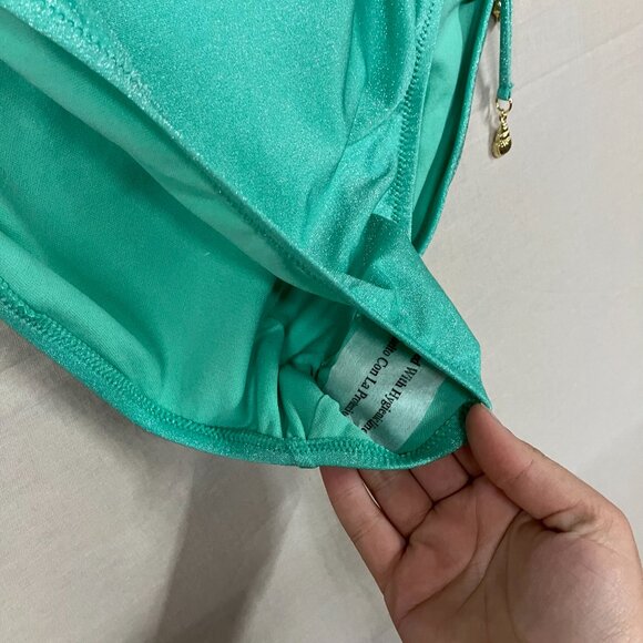 Shade & Shore Turquoise Green Sparkle Bandeau Medium Coverage One Piece Swimsuit - Picture 9 of 16